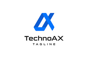 Unique Letter A And X Tech Logo