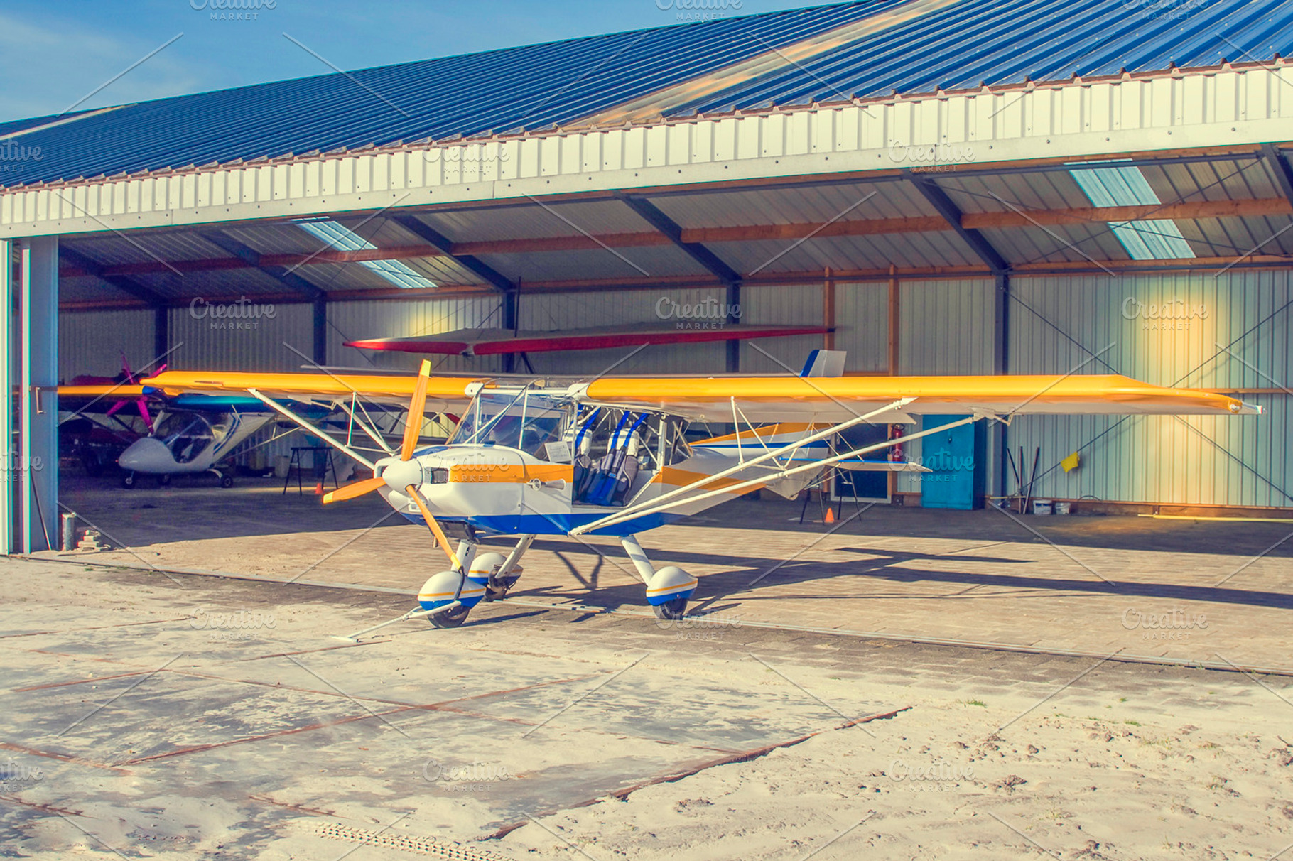 Ultralight Plane In Hangar