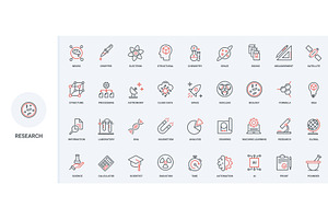 Science research space icons, an Illustration by Lemberg Vector