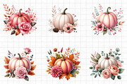 Fall Pink Floral Pumpkin Clipart, an Illustration by cherrydesign (Thumbnail 3 of 4)