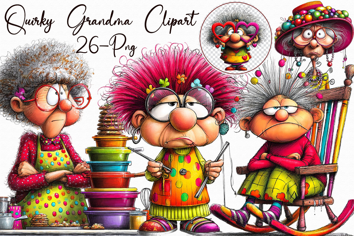 Quirky Grandma Clipart, an Illustration by Libby Wishes (Photo 1 of 7)