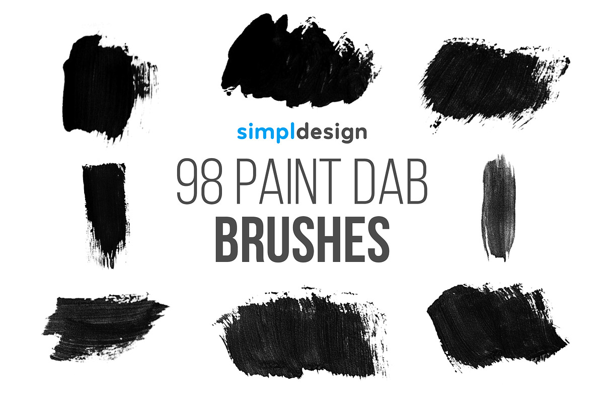 98 Stamp Paint Dab Photoshop Brushes, a Brush Add-On by SimplDesign (Photo 1 of 6)