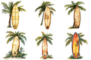 Tropical Surf & Palm Tree Clipart, an Illustration by Pixels.Craft (Thumbnail 3 of 10)