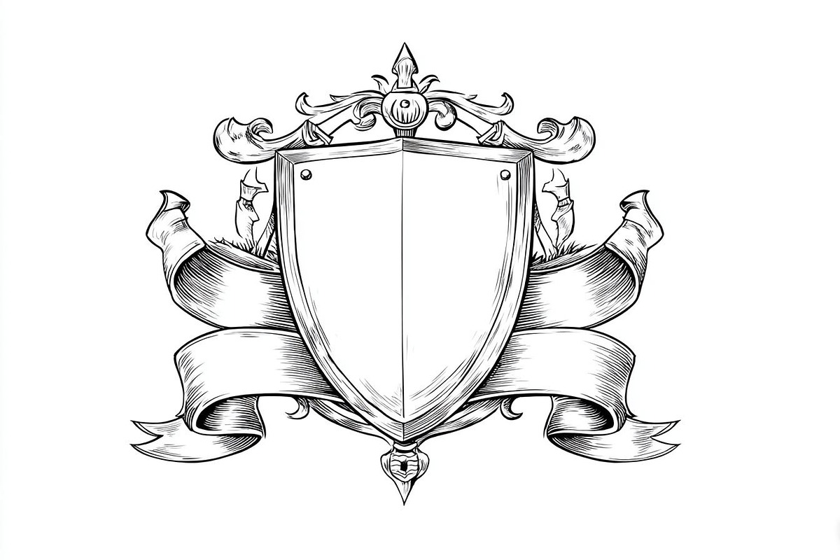 Hand-Drawn Heraldic Shield and Ribbo, an Object Graphic by BIPLOB EXPERT (Photo 2 of 8)