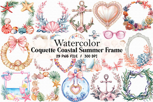 Coquette Coastal Summer Frame Bundle, an Illustration by Libby Wishes