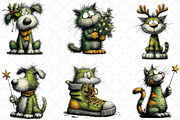 Whimsical Christmas Dog Cat Clipart, an Animal Illustration by Black Bird Studio (Thumbnail 6 of 6)