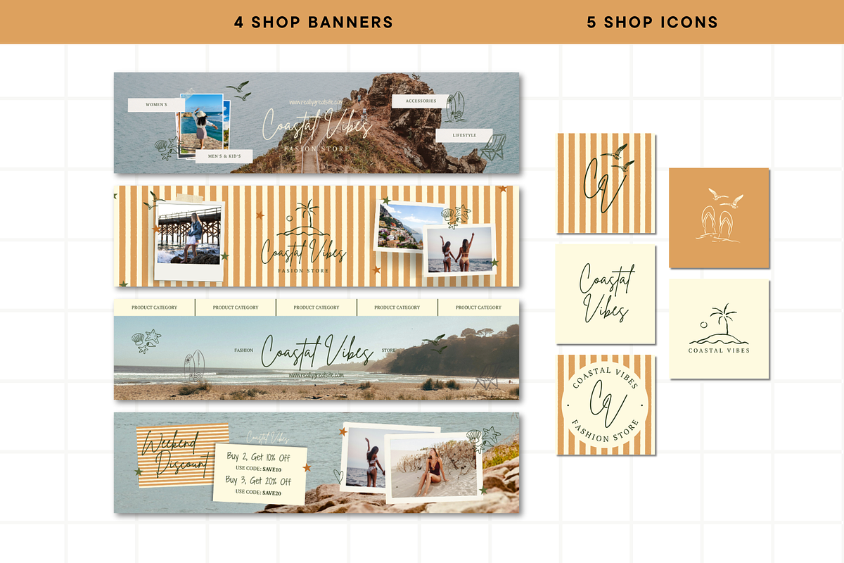 Coastal Etsy Shop Kit Template, a Branding & Logo Template by Anna Design Studio (Photo 3 of 8)