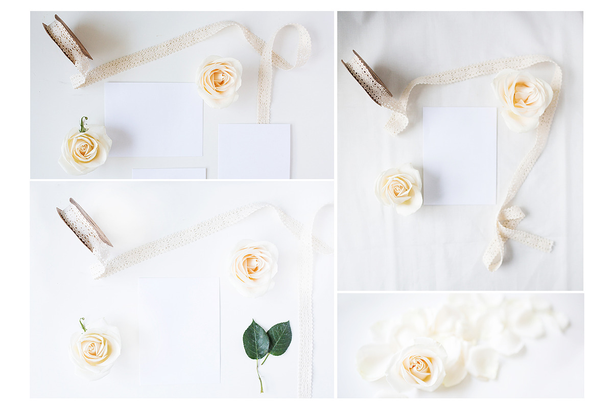 White Rose Stationery Mockup Bundle, a Print Template by daintydarling (Photo 2 of 3)