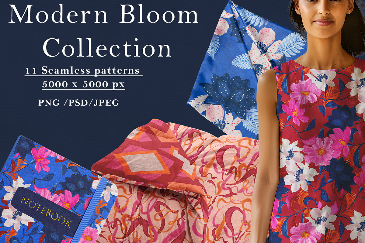 Modern Bloom Pattern Collection, a Pattern Graphic by Nora Gad (Photo 1 of 31)