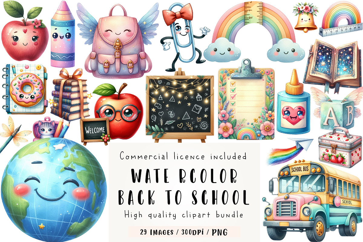 Whimsical Back to School Clipart, an Illustration by CreationArt (Photo 1 of 5)