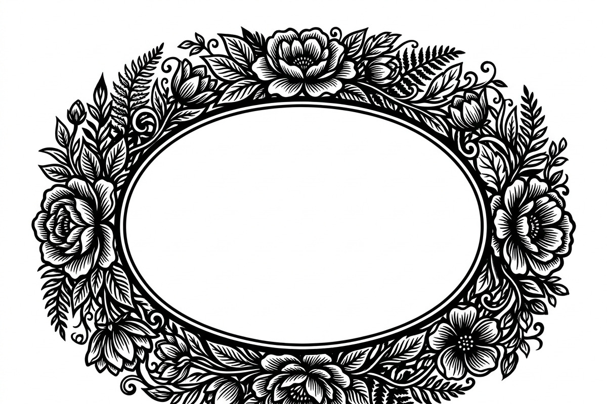 50 Elegant Floral Oval Mirror Frame, a Decorative Illustration by Amazin_art (Photo 5 of 40)