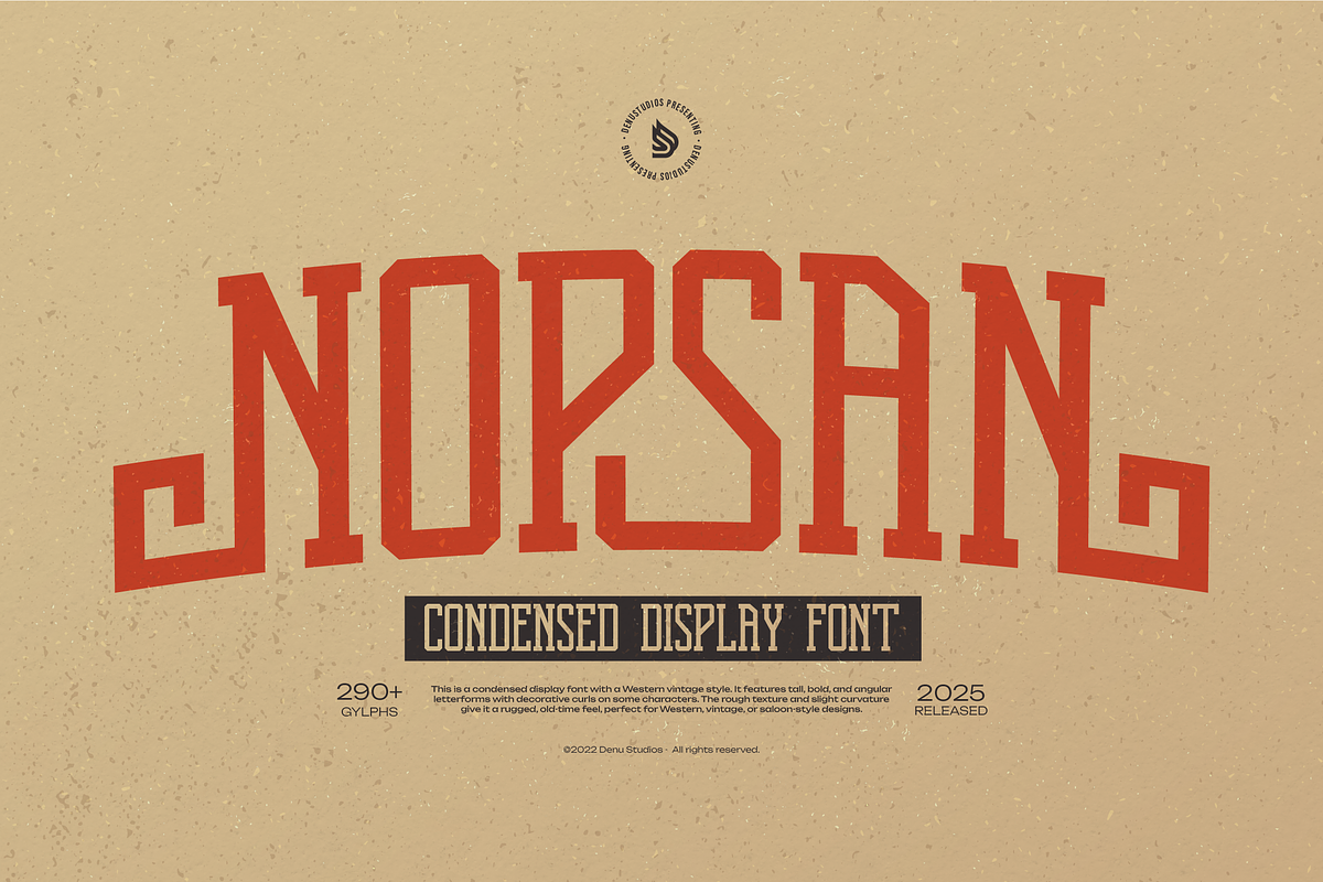 Nopsan | Condensed Display Font, a Slab Serif Font by Denustudios (Photo 1 of 12)