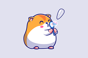 Cute Hamster Blowing Sunflower Seed, an Animal Illustration by Catalyst Labs