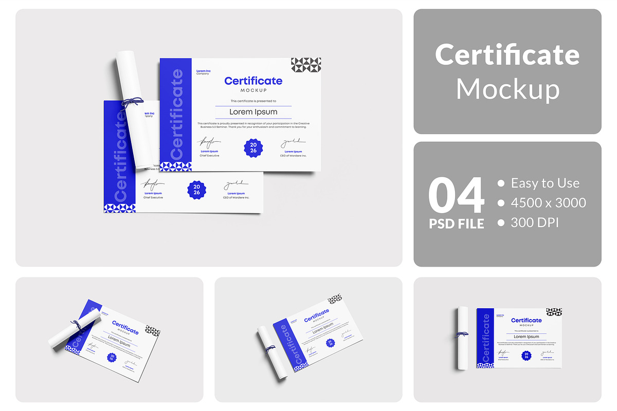 Certificate Mockup, a Packaging Mockup by Hazzpro_Std (Photo 1 of 5)