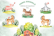 FARM ANIMALS watercolor set, an Animal Illustration by LenArt (Thumbnail 5 of 17)