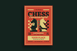 Retro Chess Tournament Event Flyer, a Flyer Template by VectorVactory