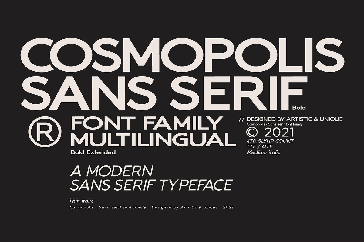 Cosmopolis - Sans serif font family, a Sans Serif Font by Artistic & Unique (Photo 4 of 15)