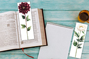 Elegant Floral Printable Bookmarks, an Illustration by Watercolor design (Thumbnail 2 of 3)