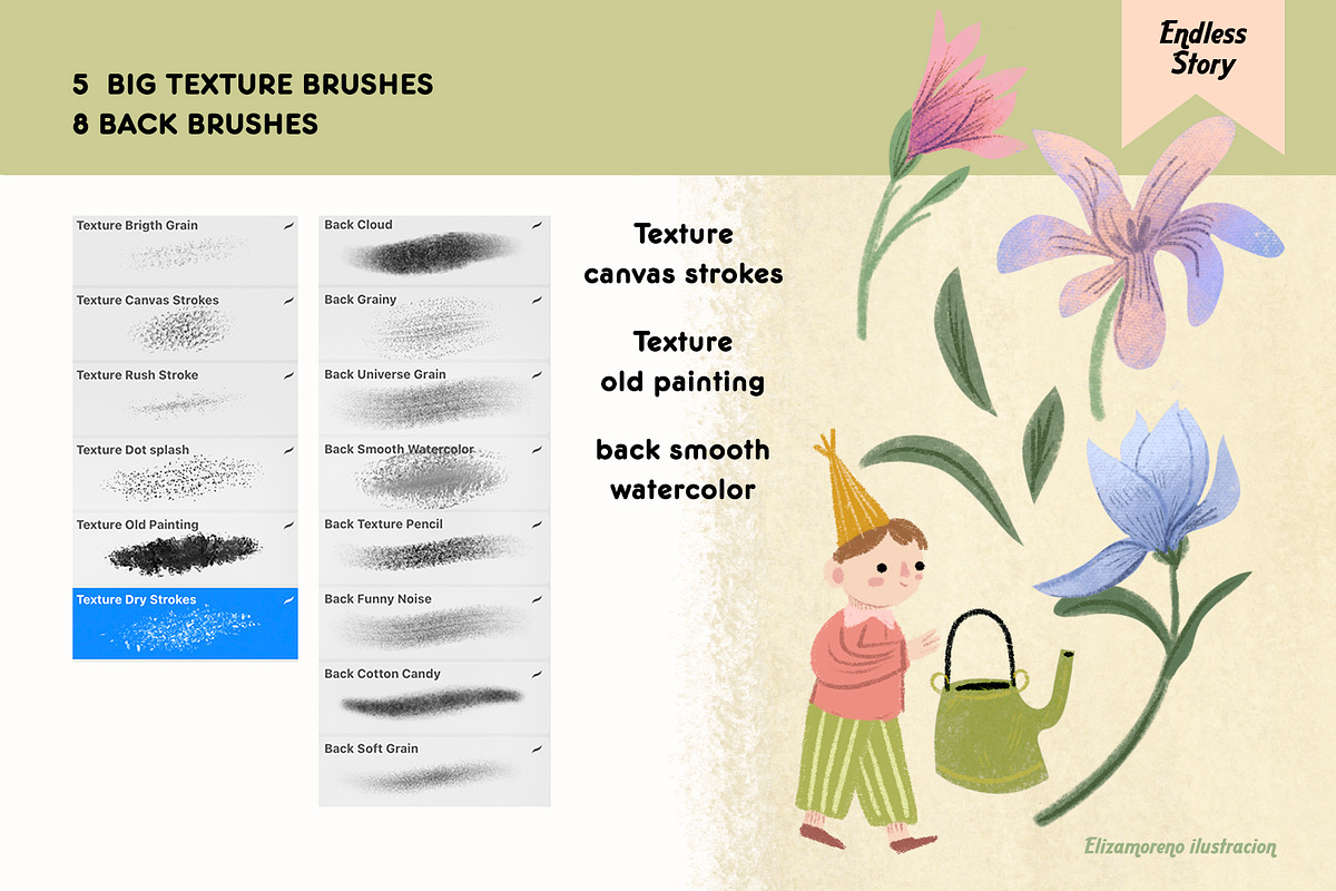 Endless story Procreate Brushes, a Brush Add-On by Eliza Moreno Illustration (Photo 6 of 8)