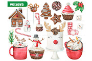 Watercolor Christmas Sweets Clipart, a Food Illustration by ArtfulStudio (Thumbnail 2 of 10)
