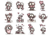 Whimsical Valentines Owls Clipart, an Illustration by Design Market (Thumbnail 3 of 3)