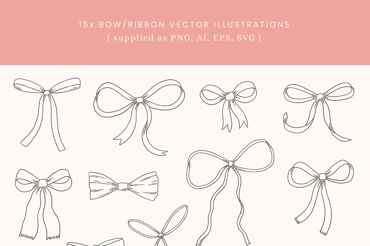 Floral Bows Vector Illustrations, a Decorative Illustration by Emma Webb Studio (Photo 3 of 7)