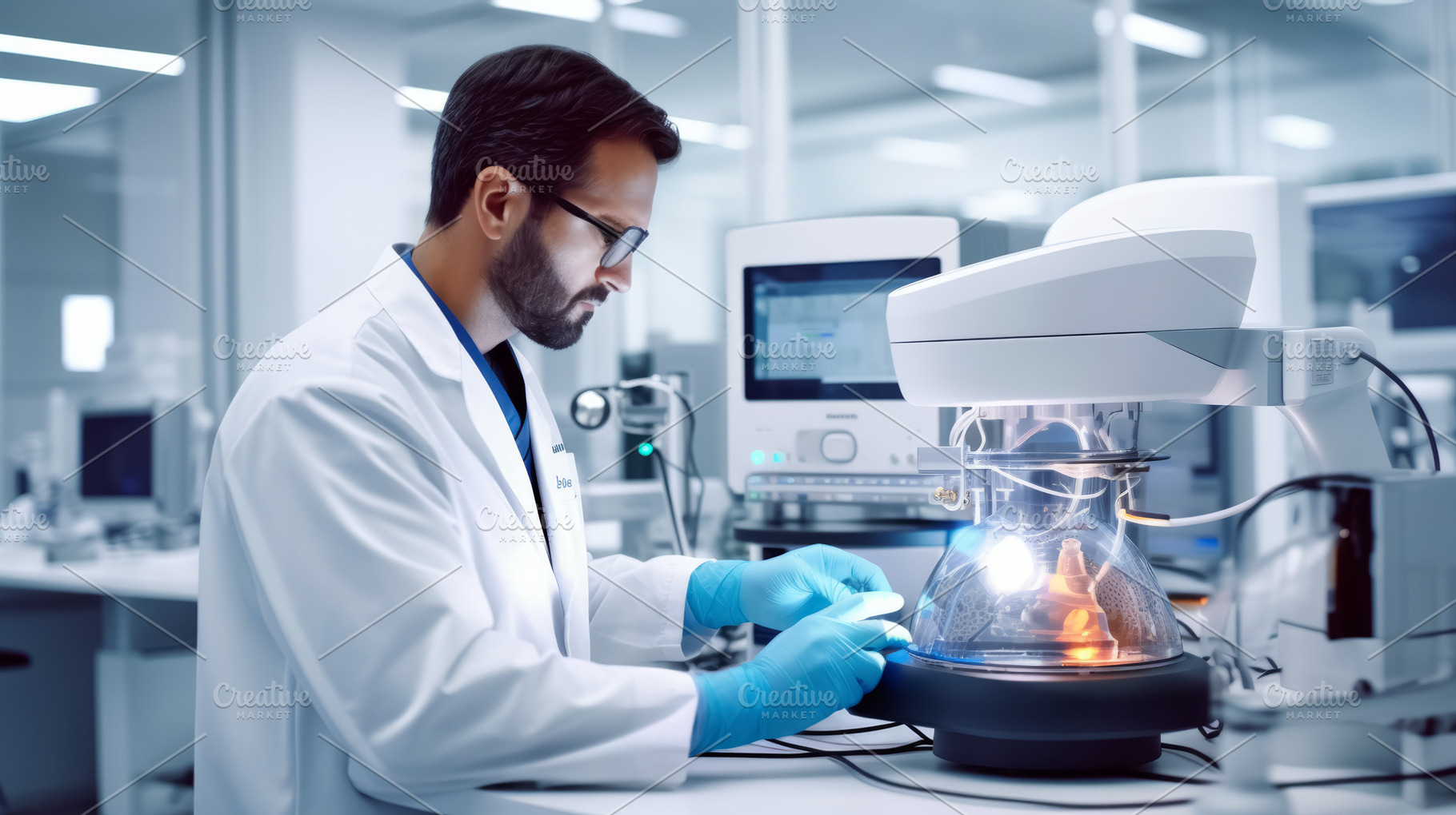 Scientist Working in the Laboratory, a Health & Medical Photo by angellodeco