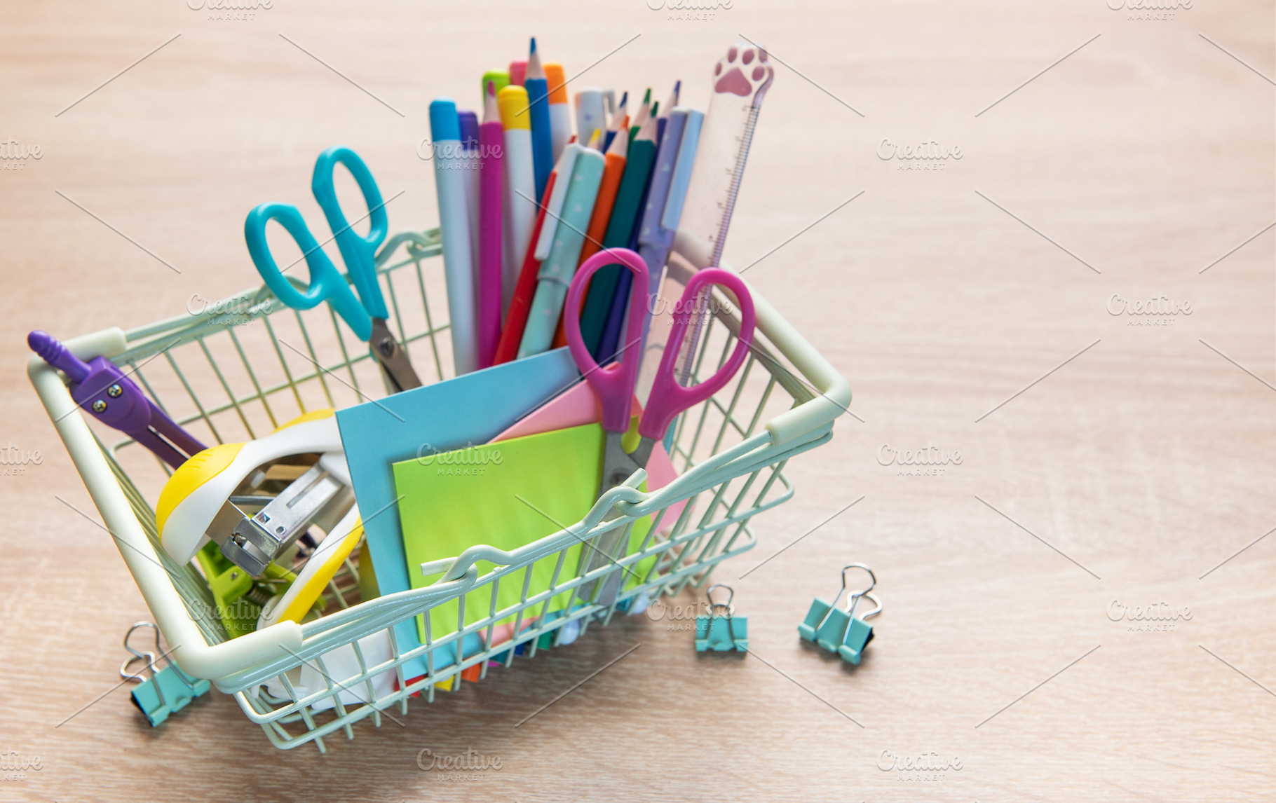 Shopping for colorful school and office supplies, a School & Education Photo by Olena Rudo