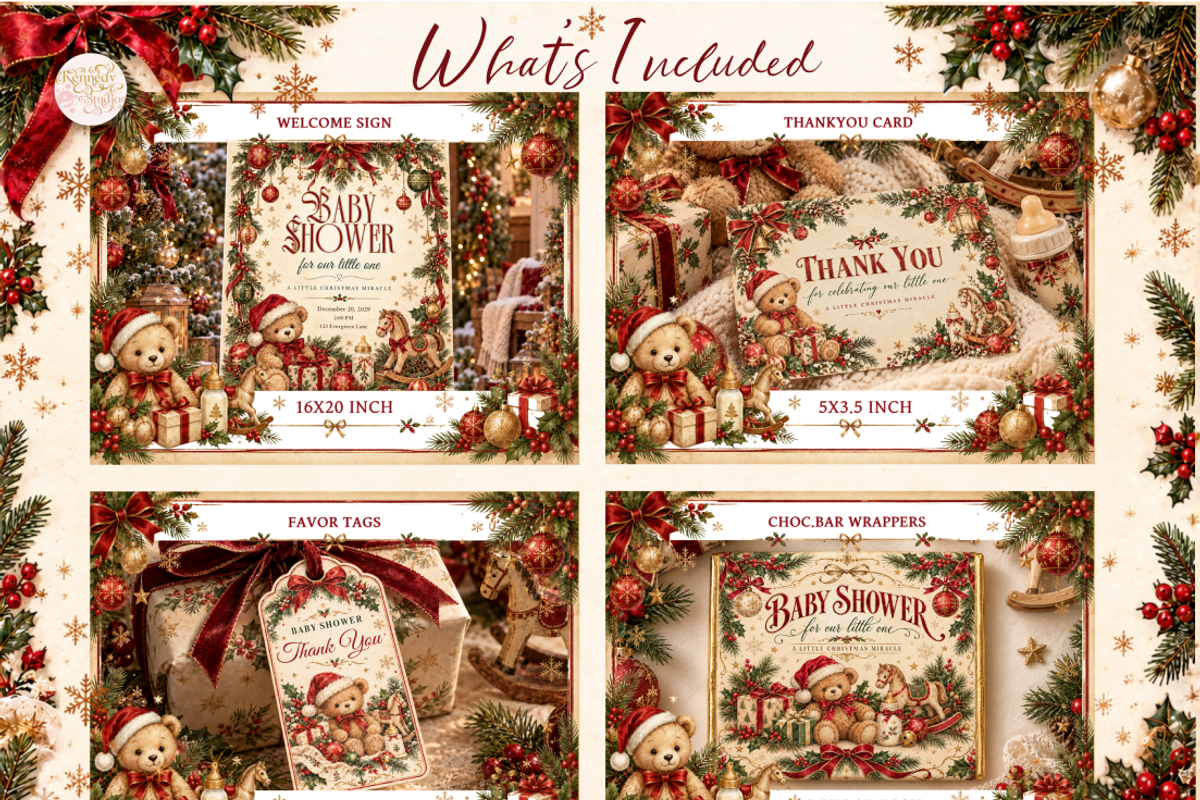 Christmas Baby Shower Bundle Canva, a Marketing Template by KennedyStudio (Photo 3 of 22)