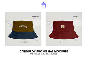 Corduroy Bucket Hat Mockups