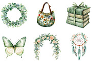 Watercolor Sage Green Boho Life Clip, an Illustration by Designking (Thumbnail 2 of 5)