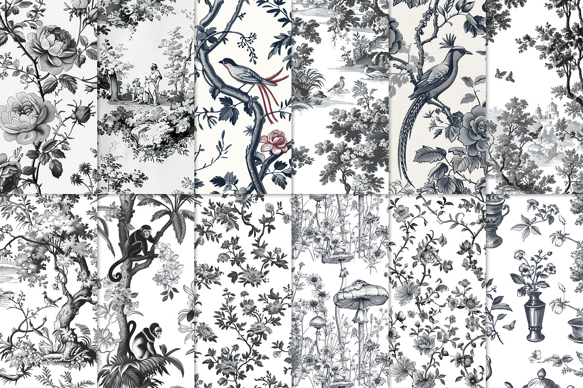 Toile De Jouy Print Design Patterns, a Pattern Graphic by Olya Creative (Photo 2 of 25)