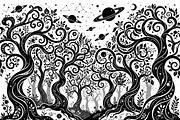 50 Mystical Galaxy Forest Silhouette, a Technology Illustration by Amazin_art (Thumbnail 37 of 41)