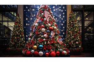 golden patriotic christmas tree ai, a Holiday Photo by pikepicture