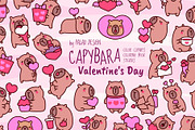 Cute Kawaii Capybara Valentine's Day, an Animal Illustration by Palau (Thumbnail 1 of 12)