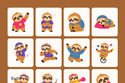 65 Sloth Character Illustrations, an Animal Illustration by Creative Stall (Thumbnail 9 of 10)