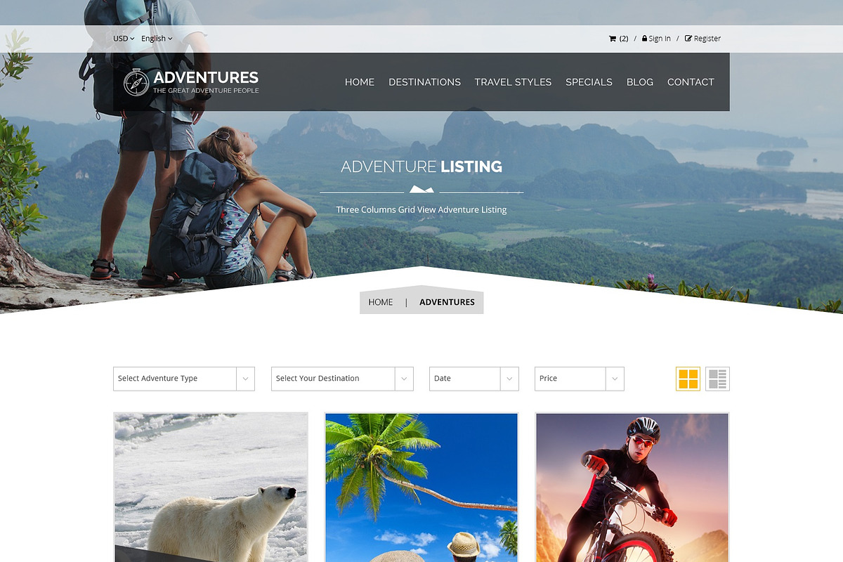 Adventures and Tour PSD Template, a Websites & App Template by ewises (Photo 5 of 15)