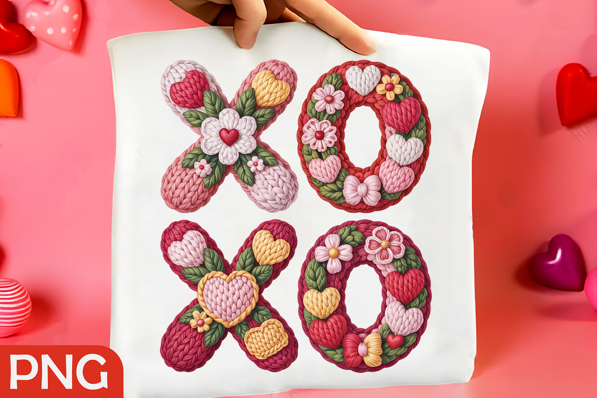 Cute Faux Crochet XOXO Valentine PNG, an Illustration by RobertsArt (Photo 3 of 4)