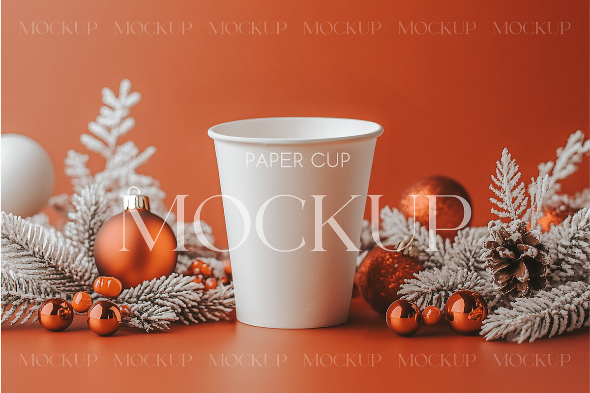 Christmas Cup Mockup with Ornaments, a Product Mockup by MockupWizard (Photo 1 of 3)