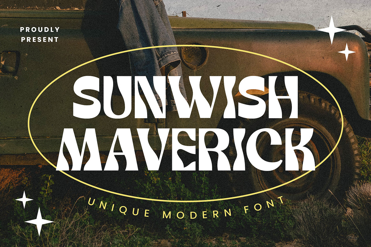 Sunwish Maverick - Experimental, a Sans Serif Font by Arterfak Project (Photo 1 of 11)