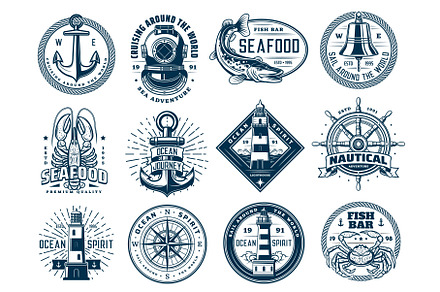 Nautical and marine heraldic icons
