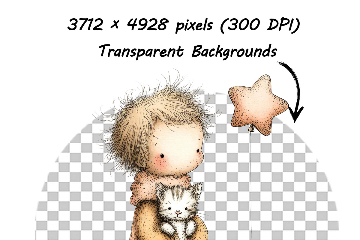 Whimsical Girl & Dog Love Clipart, a Graphic by one-touch (Photo 8 of 16)