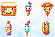 Watercolor Kawaii Food Clipart, a Seasonal Illustration by Rose Art (Thumbnail 2 of 3)