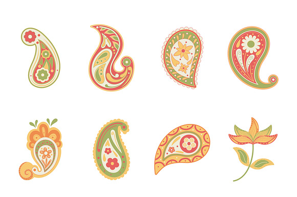 Floral Paisley Ornament Set preview 2