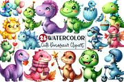 Watercolor Dinosaur Clipart, an Illustration by Rose Art (Thumbnail 1 of 8)