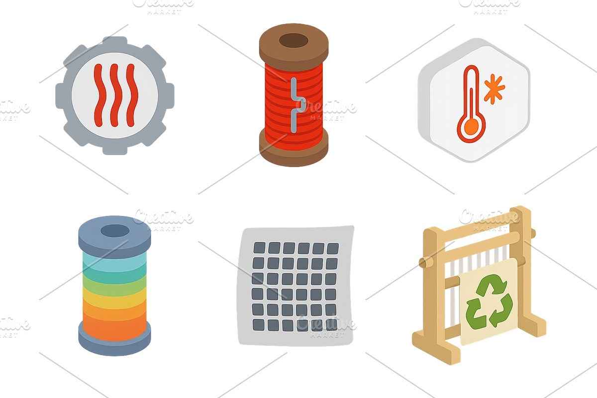 Colorful spools, symbols, and icons, a Technology Illustration by ZinetroN