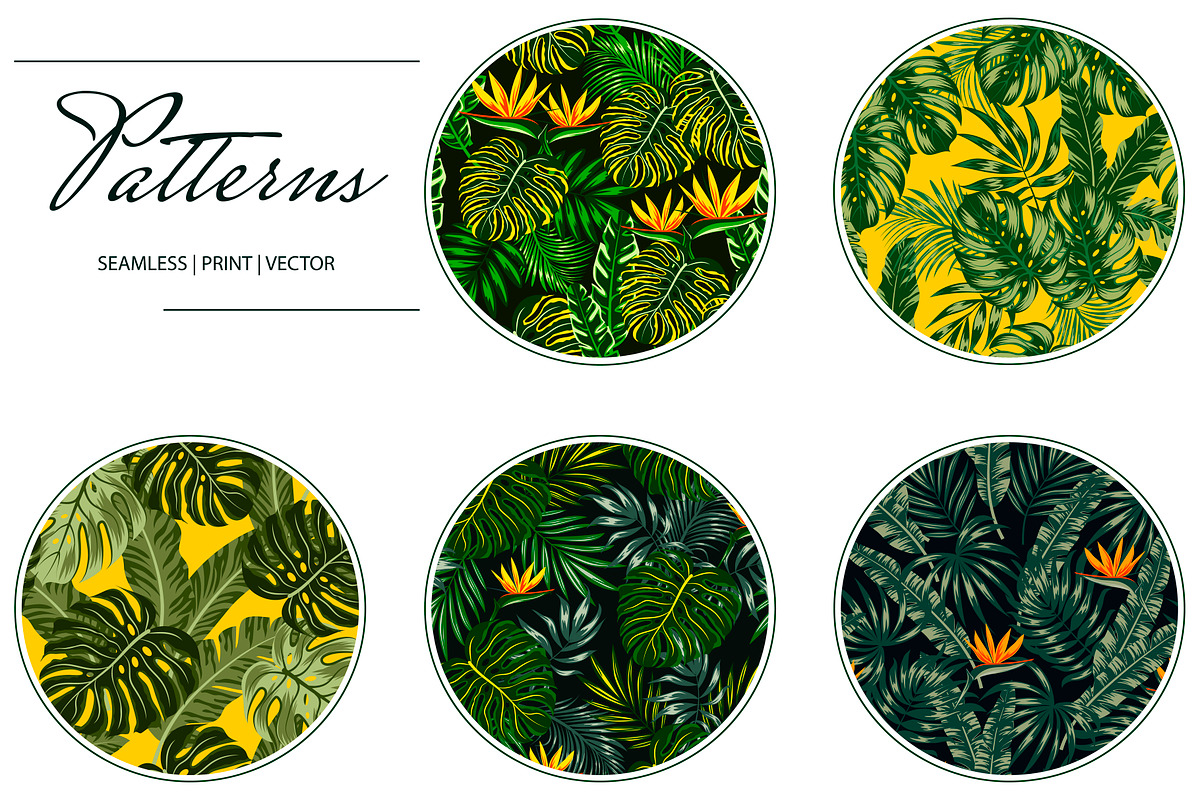Tropical seamless patterns & leaves, a Pattern Graphic by EltaMaxArt (Photo 4 of 15)