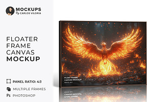 Standing Floater Frame Mockup R-4x3, a Merchandise Mockup by Mockups by Carlos Viloria