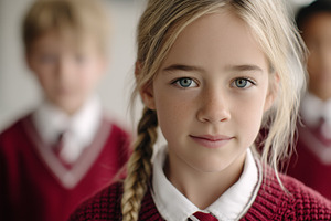 Confident young girl in a uniform, a School & Education Photo by MistyDay