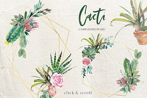 Cacti Watercolor Cactuses Clipart